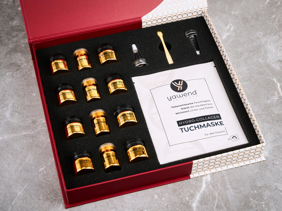 Spongles® Bio-Microneedling System von YAWEND Skintech mit Behandlungskomponenten, Wirkstoffpflege und Hydro-Collagen-Tuchmaske